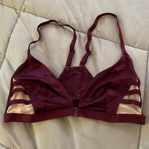 Victorias Secret Satin‎ Unlined Front Close Strappy Mesh Sides Bralette small
